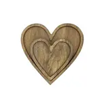 Dienblad HART - Mangohout - Bruin - (L) 22 x 22 cm