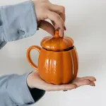 Mok met deksel POMPOEN - Keramiek - Oranje - Ø8,5 x 12,8 cm