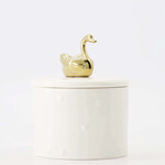 Zusss Geurkaars met deksel - Zwaan - Keramiek - Wit/Goud - (M) Ø9,5 x 7cm