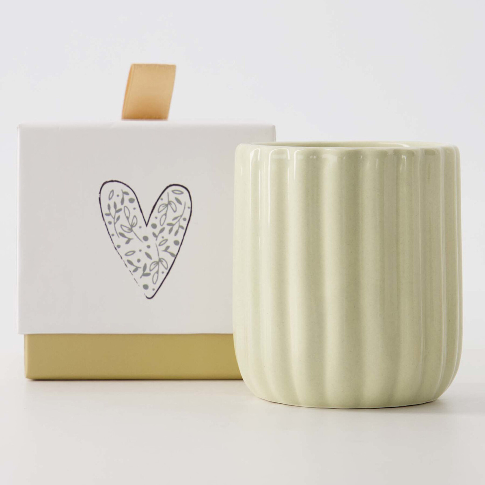 Zusss Geurkaars in doosje - Hartje - Keramiek - Beige - Ø7,5 x 7cm