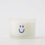 Zusss Geurkaarsje in glas - Smiley - Wit/Blauw - Ø6,5 x 6cm