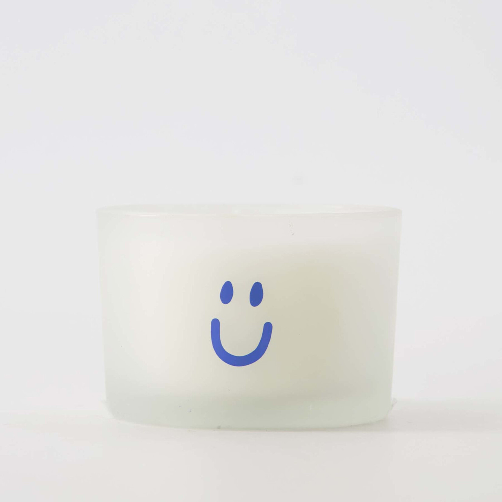 Zusss Geurkaarsje in glas - Smiley - Wit/Blauw - Ø6,5 x 6cm
