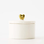 Zusss Potje met deksel - Hartje - Keramiek - Wit/Goud - Ø7,5 x 8cm