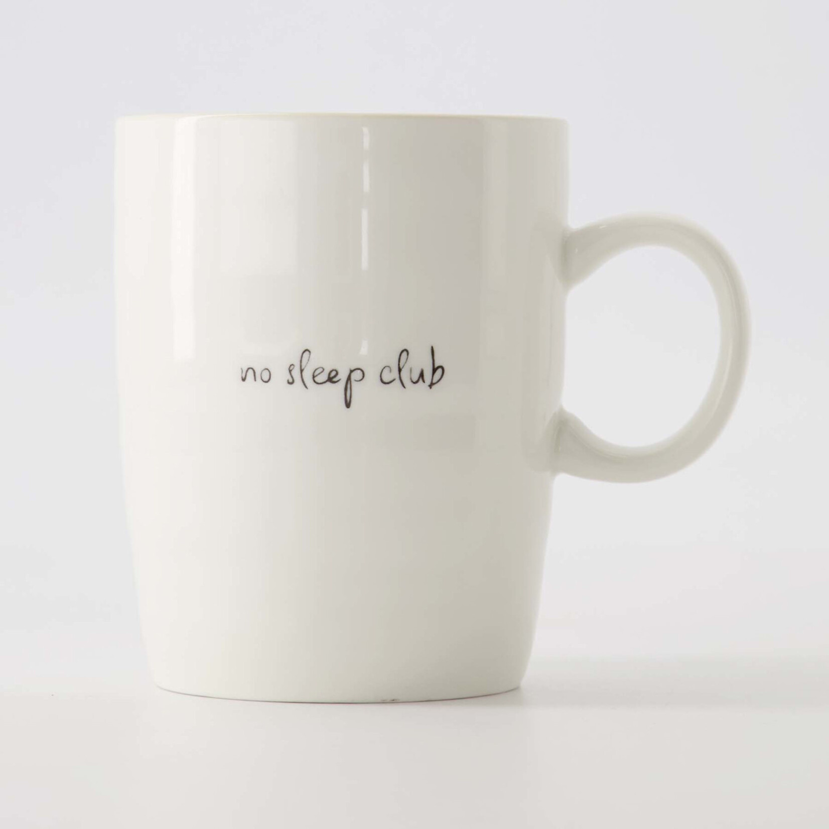 Zusss Mok (Thee) - "No sleep club" - Wit/Zand/Zwart - ∅8 x 10cm