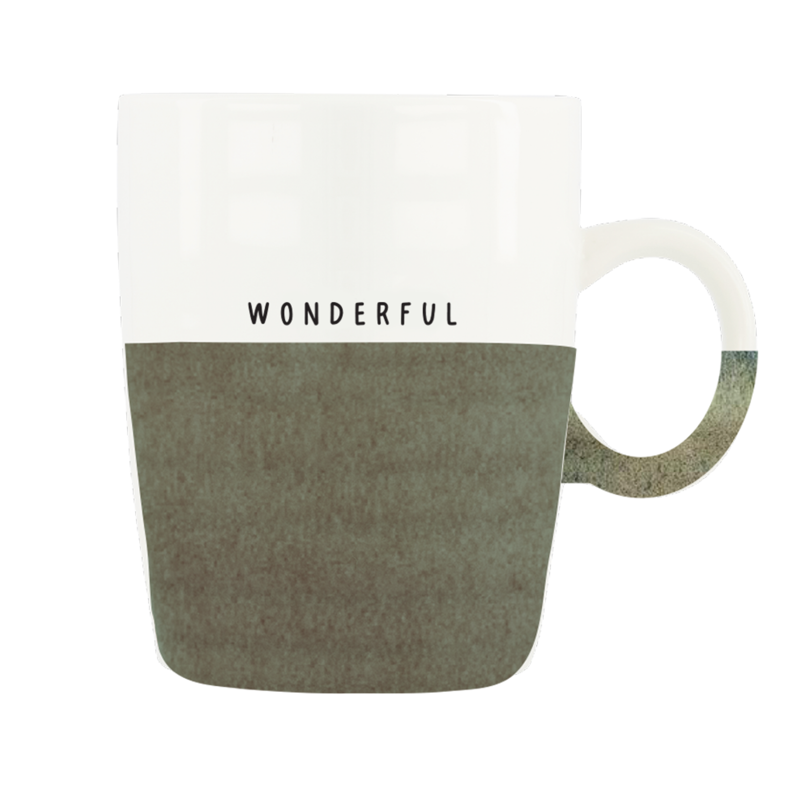 Zusss Mok (Thee) - "Wonderful" - Wit/Donkergroen - ∅8 x 10cm