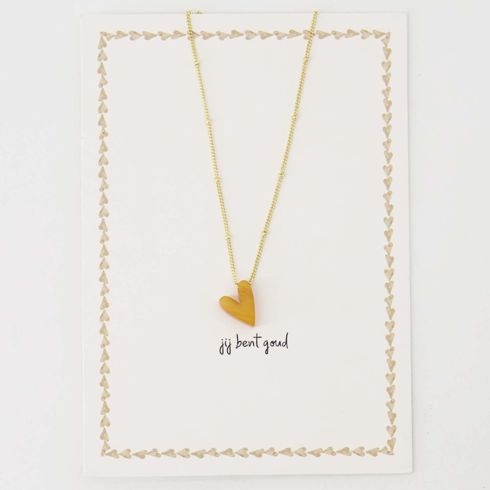 Zusss Ansichtkaart met ketting - "Jij bent goud" - Hart - Goud/Wit