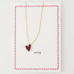 Zusss Ansichtkaart met ketting - "Veel liefs" - Hart - Rood/Wit
