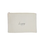 Toilet-/Make-up tas MARIT - "Happy"- Katoen - Naturel - 22 x 14 cm
