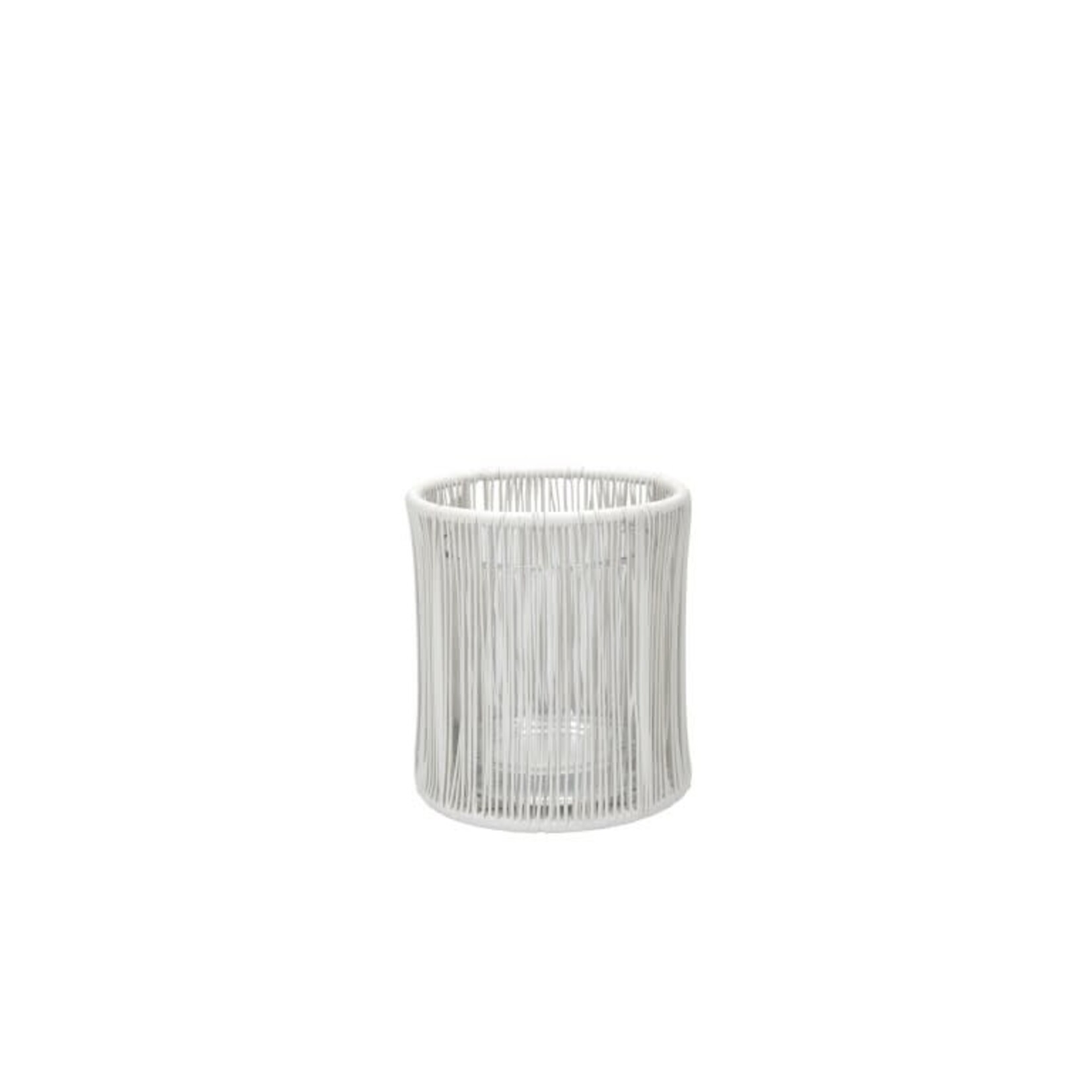 Theelichthouder TIMON - Rond - Metaal/Glas - Wit - Ø9 x 10cm