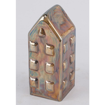 Huis - Glas - Amber - (M) 5,5 x 6 x 14cm