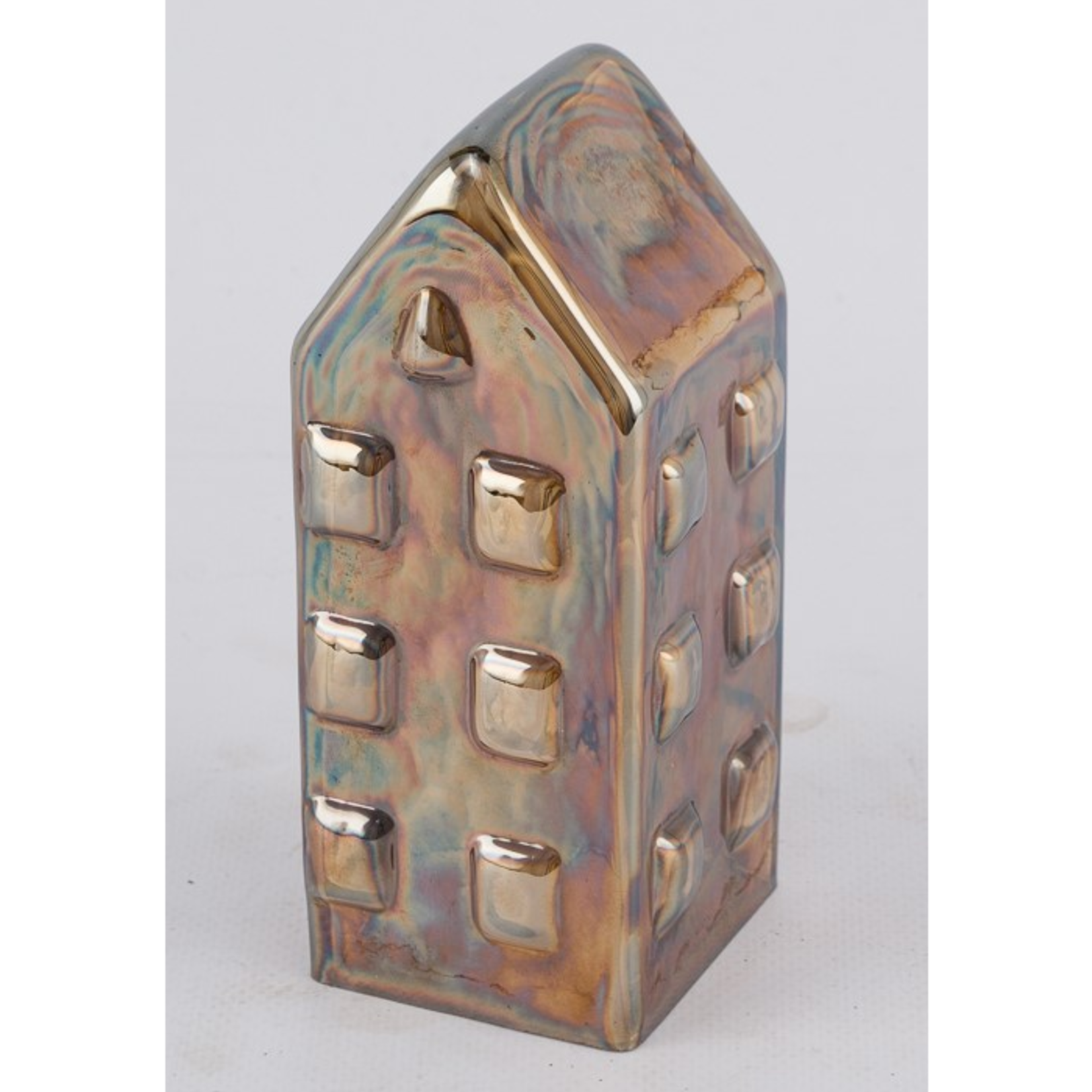 Huis - Glas - Amber - (M) 5,5 x 6 x 14cm
