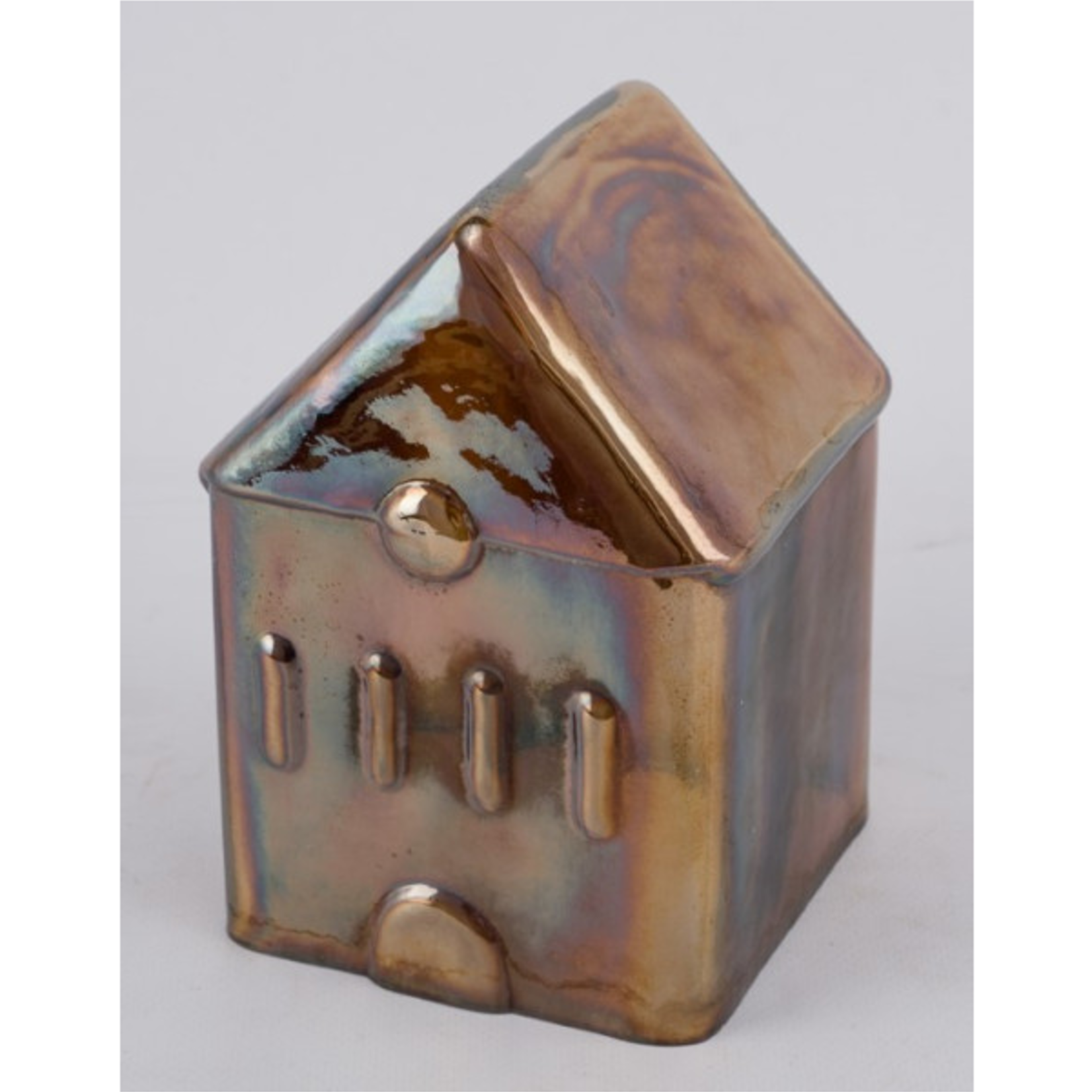 Huis - Glas - Amber -(L) 11 x 10,5 x 16,5cm