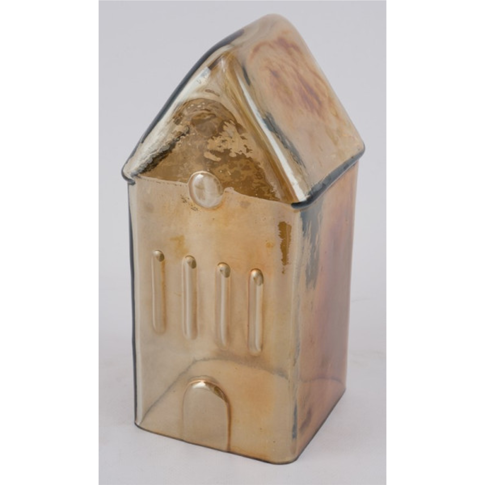 Huis - Glas - Amber - (XL) 11,5 x 11 x 24cm