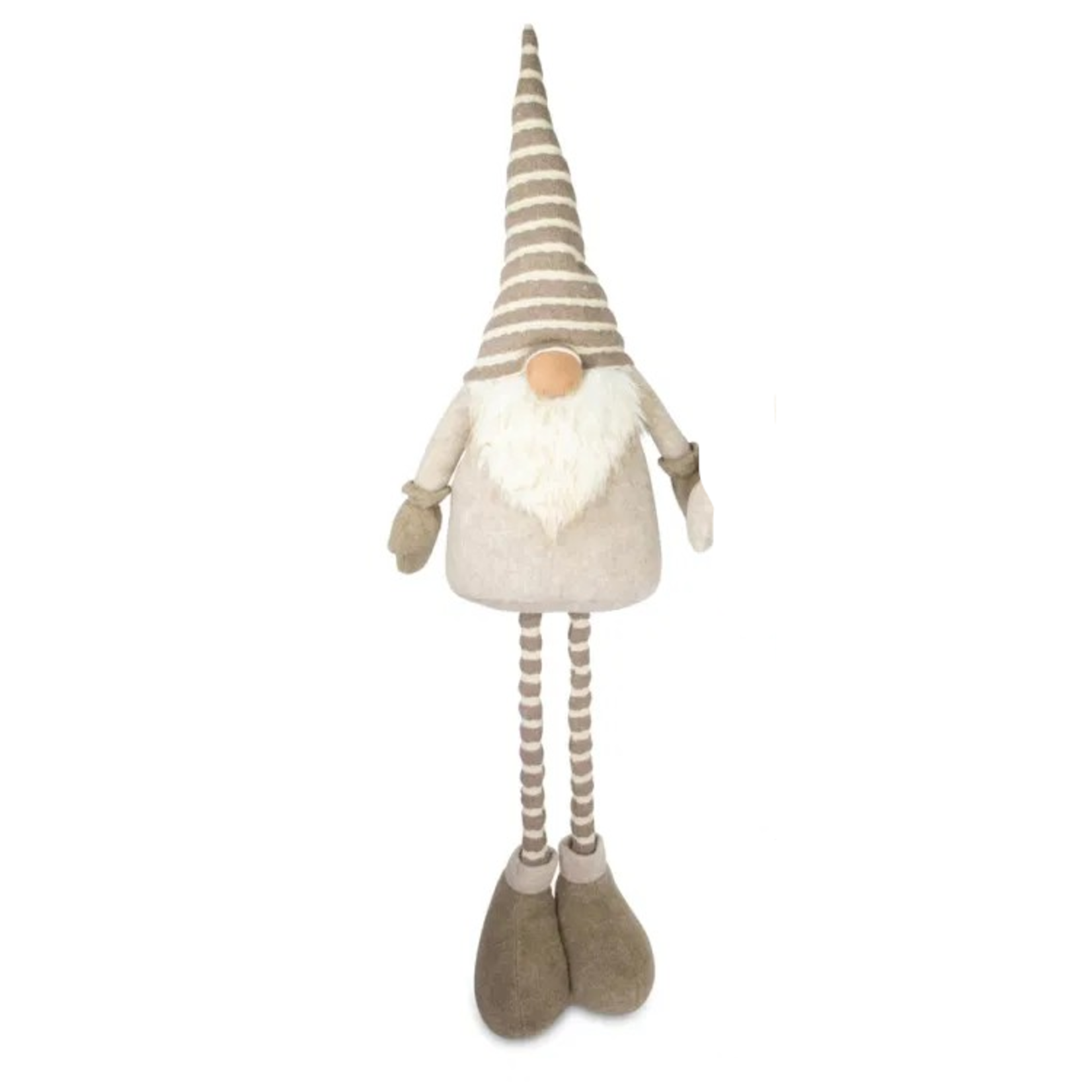 Gnoom - Puntmuts gestreept - Staand (uitrekbaar) - Stof - Beige/Bruin - 24x14x72/102cm
