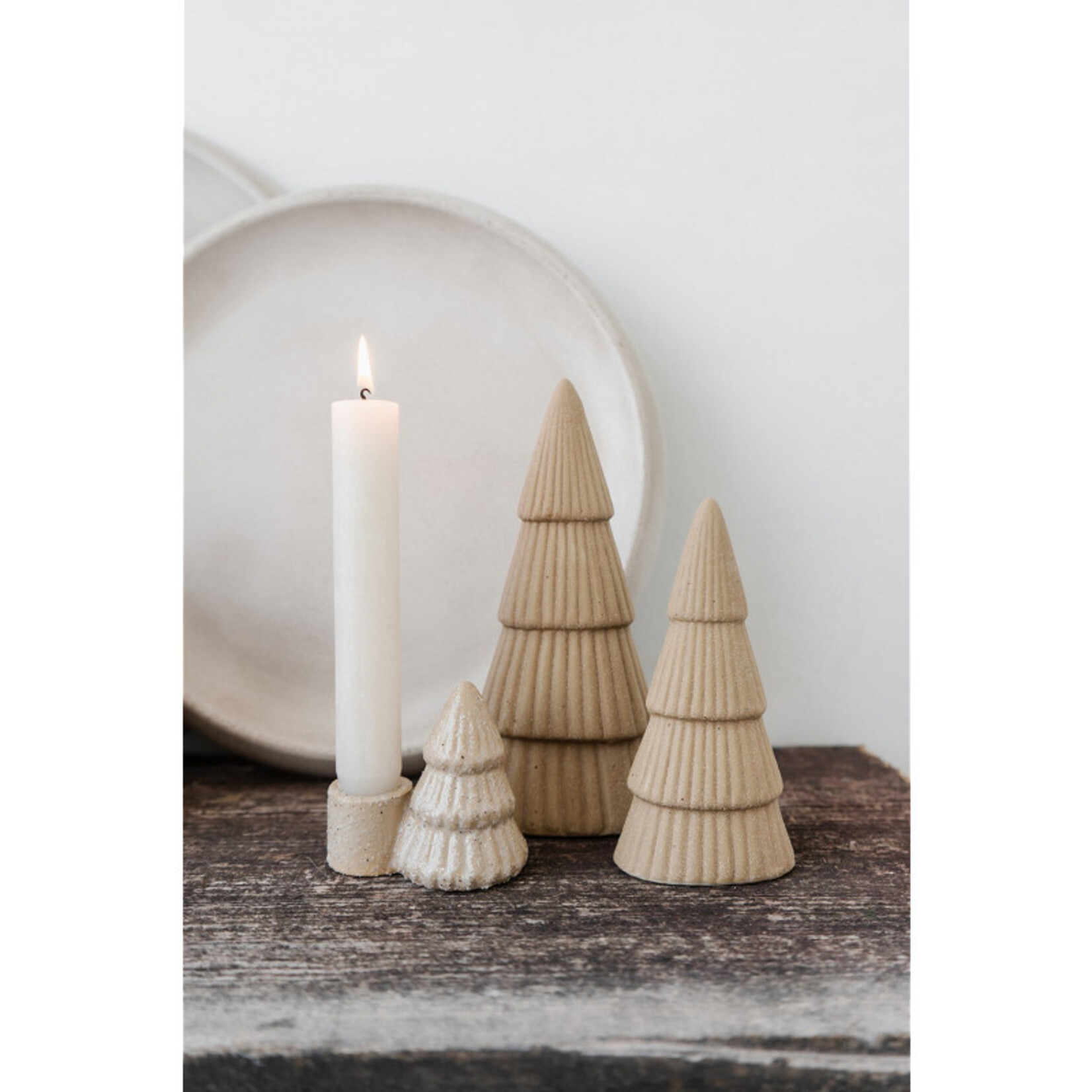Kerstboom BOJA - Porselein - Zand - (L)  19,5 x 5,5 x 9cm