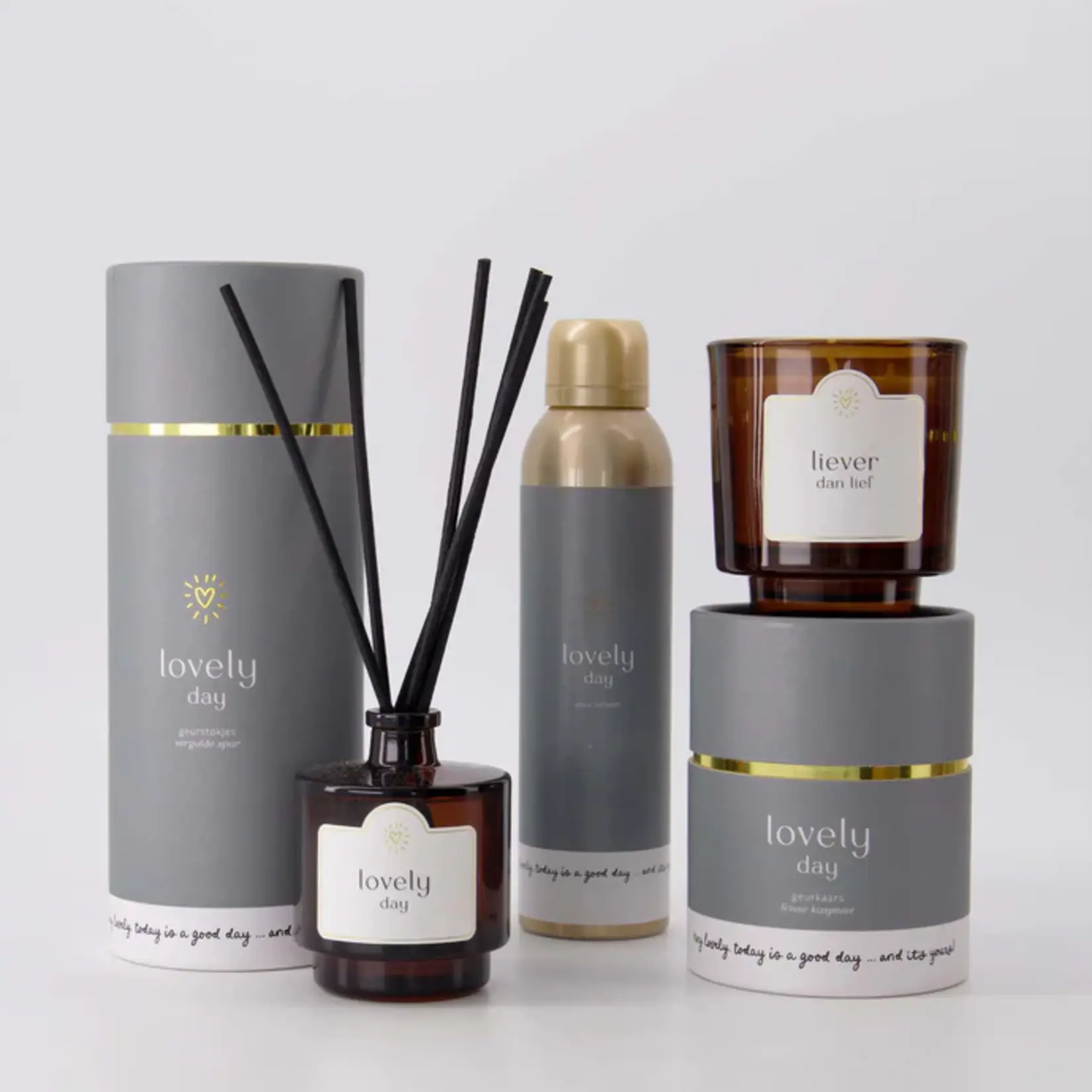 Zusss Geurstokjes in koker - "Lovely day" - Grijsblauw - Ø6,5 x 20cm