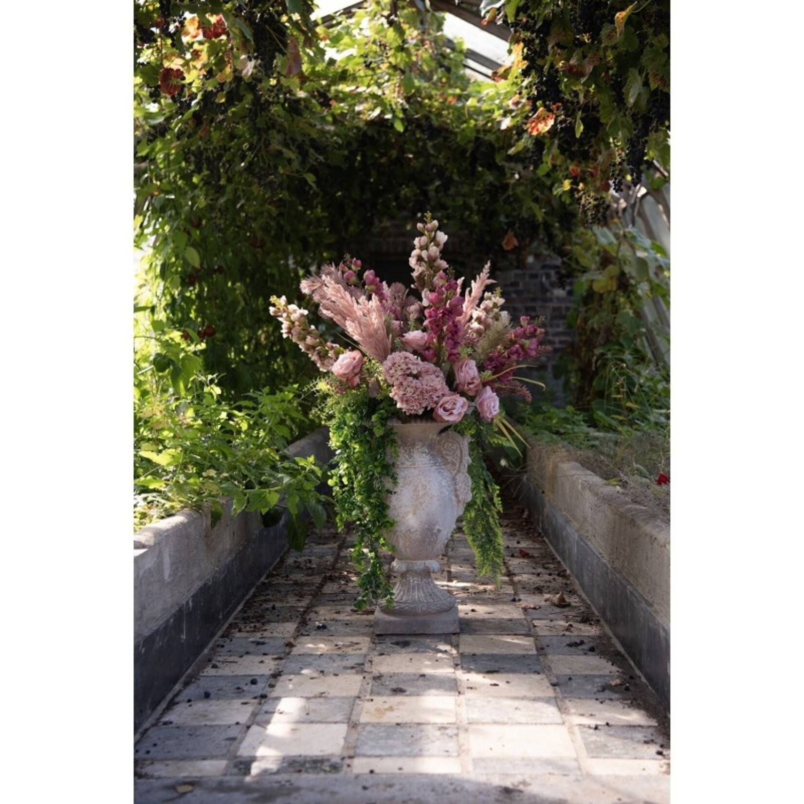 Kunstbloem "Hortensia" - Kunststof - Roze - 44cm