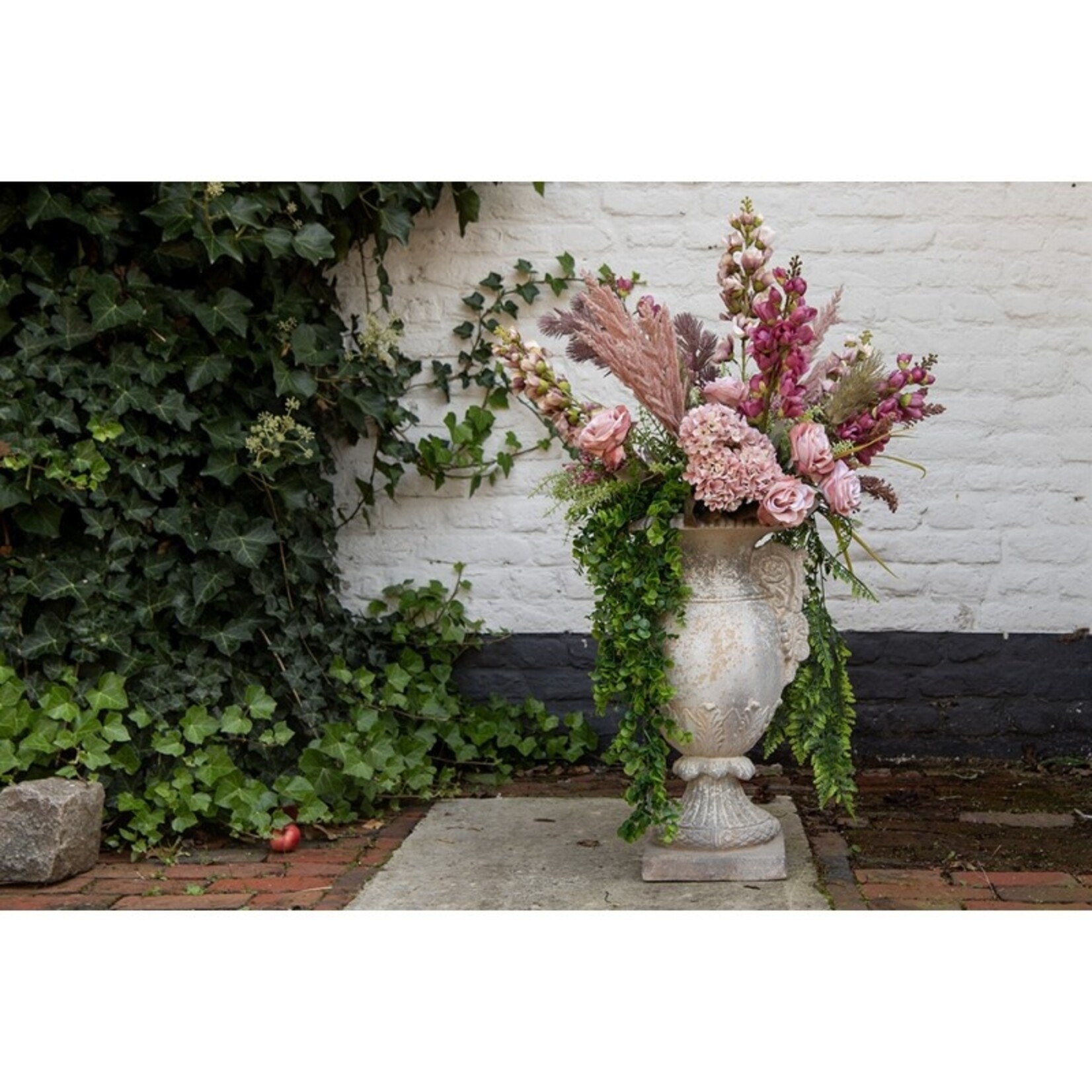 Kunstbloem "Hortensia" - Kunststof - Roze - 44cm