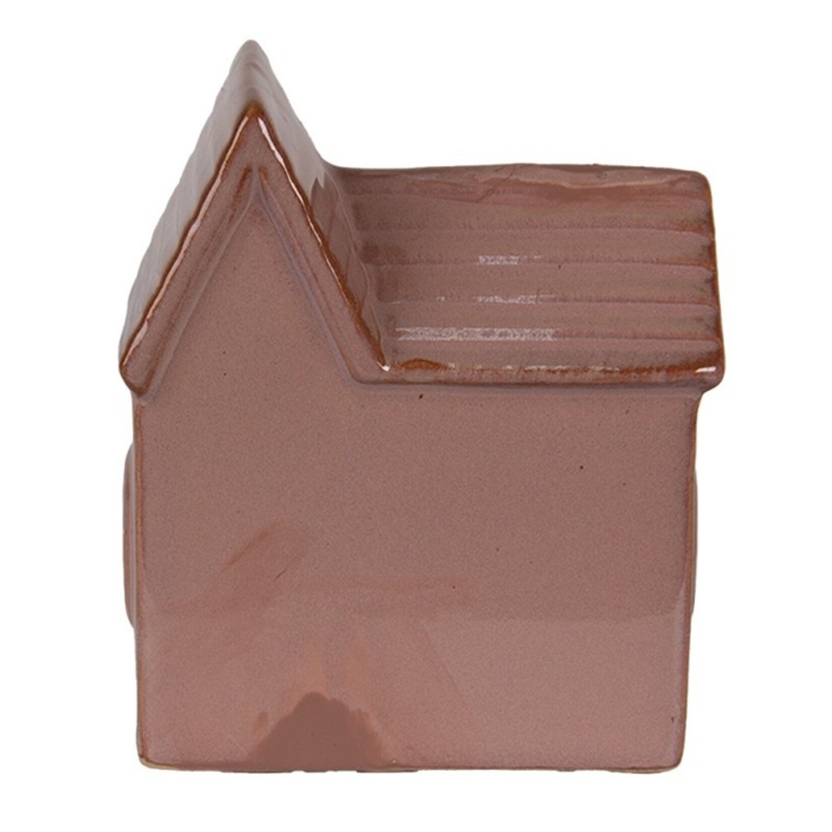 Huisje met LED  - Keramiek - Beige - 10 x 6 x 12cm