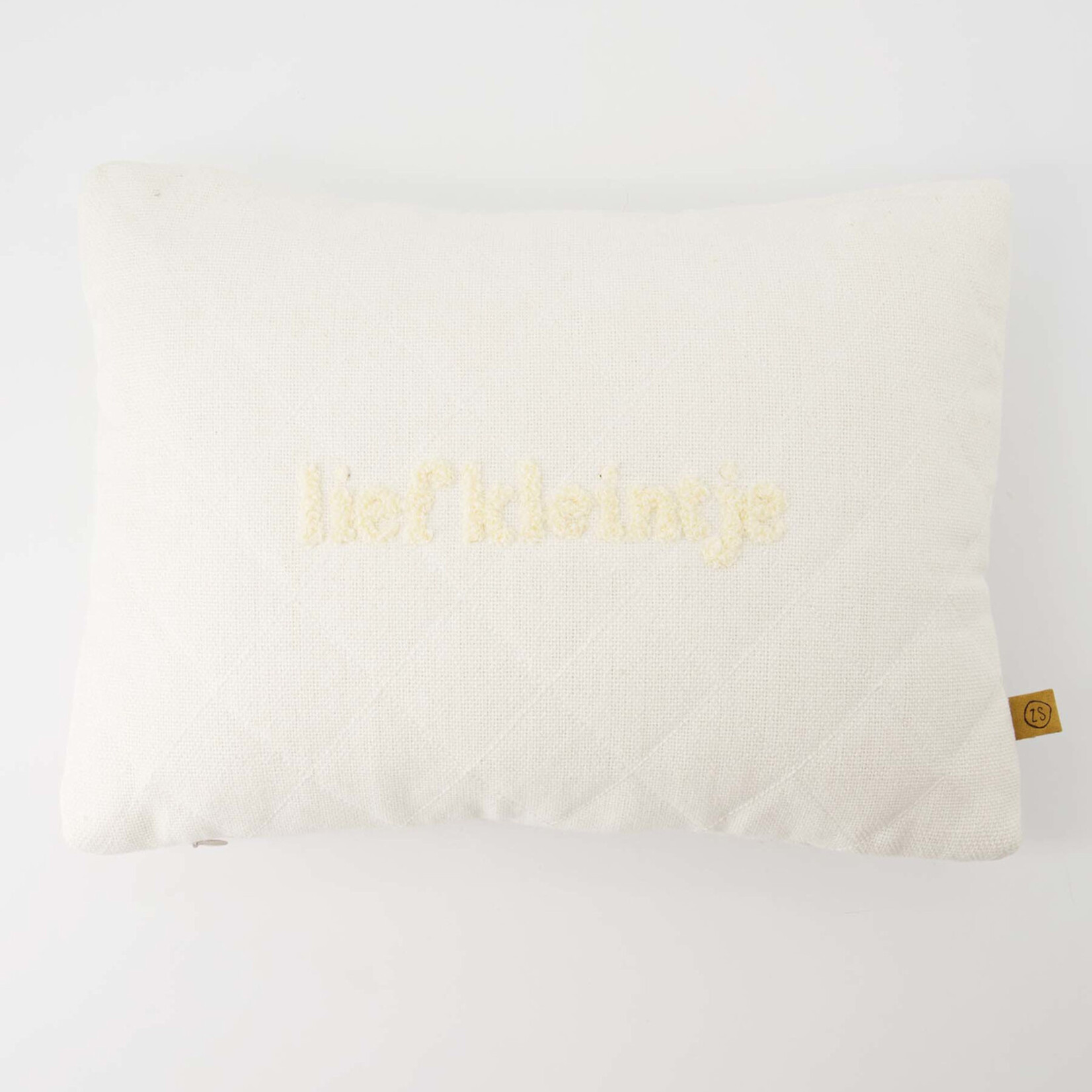 Zusss Kussen - "Lief kleintje" / Hartjes - Wit/Multicolor - 35x25cm