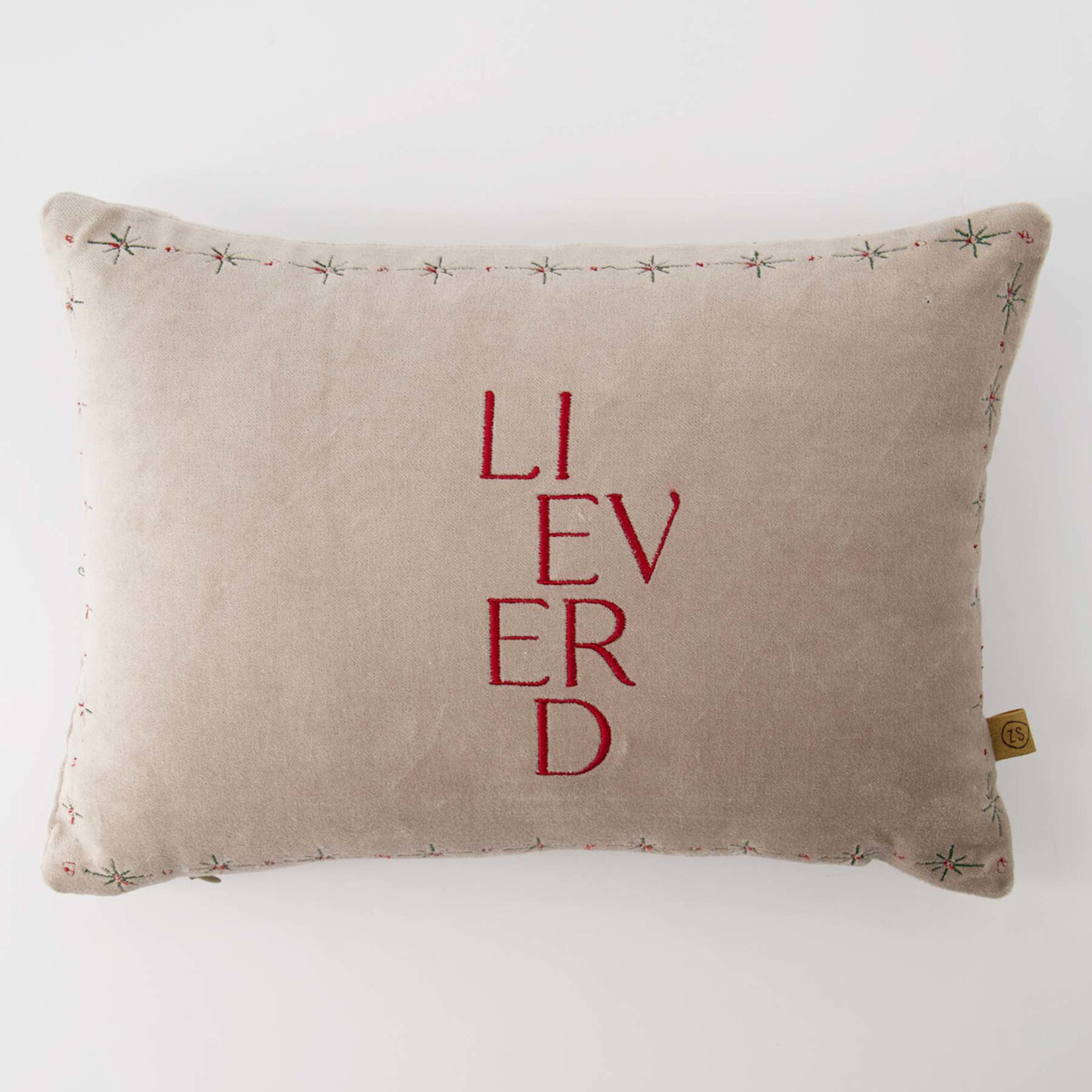 Zusss Kussen - "Lieverd" / Hartje - Zand - 35x25cm