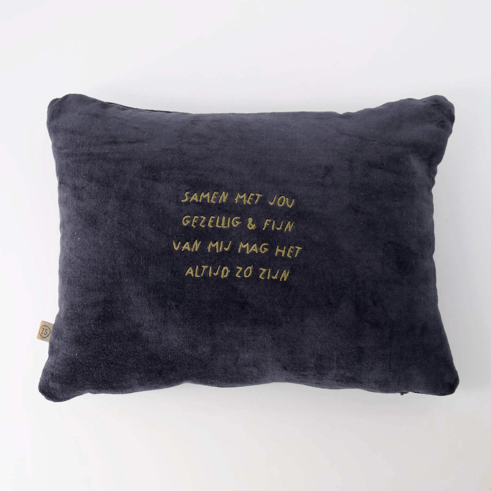 Zusss Kussen - "Samen met jou" - Donkerblauw/Goud - 35x25cm