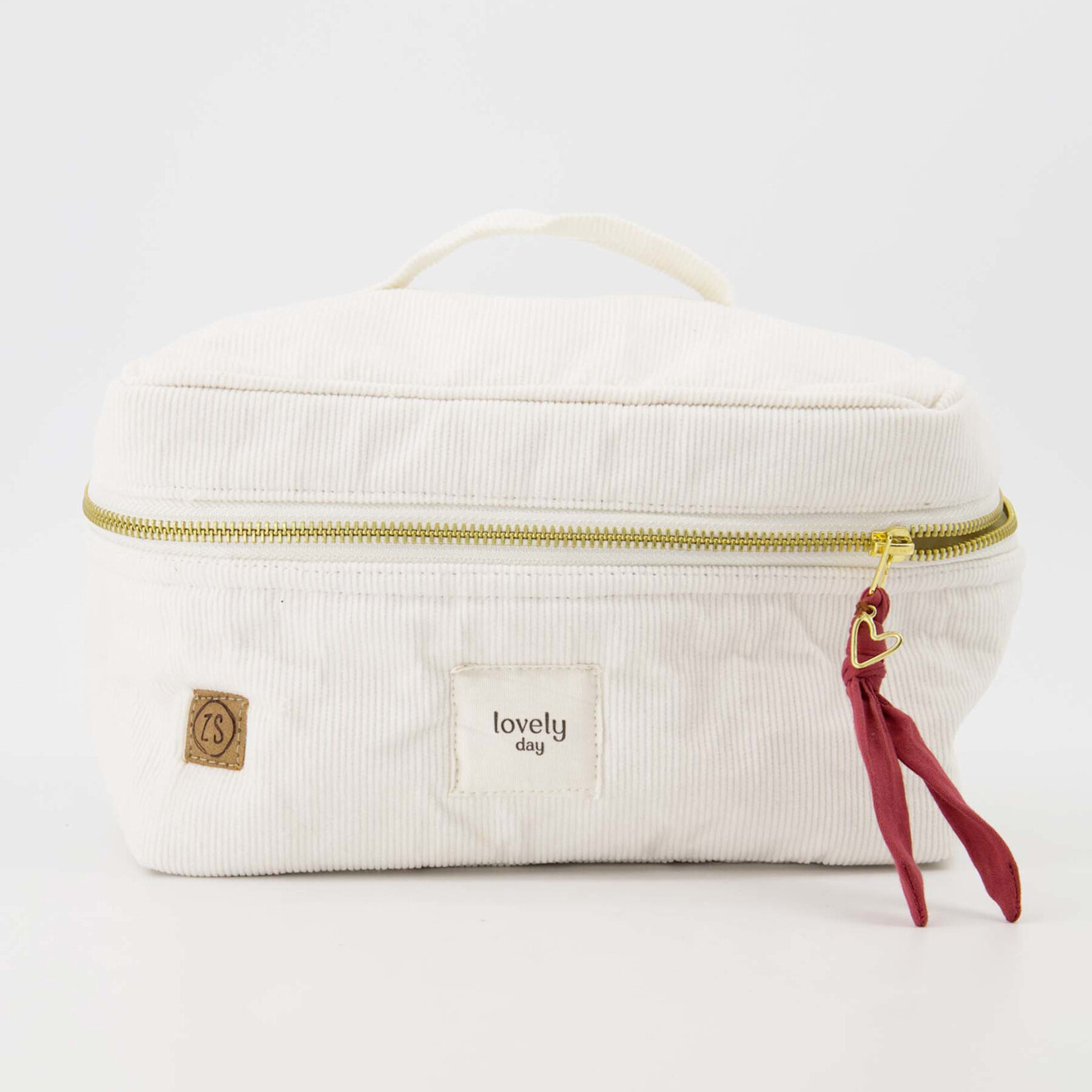 Zusss Beautycase "LOVELY DAY" - Corduroy - Zand - 16 x 24cm