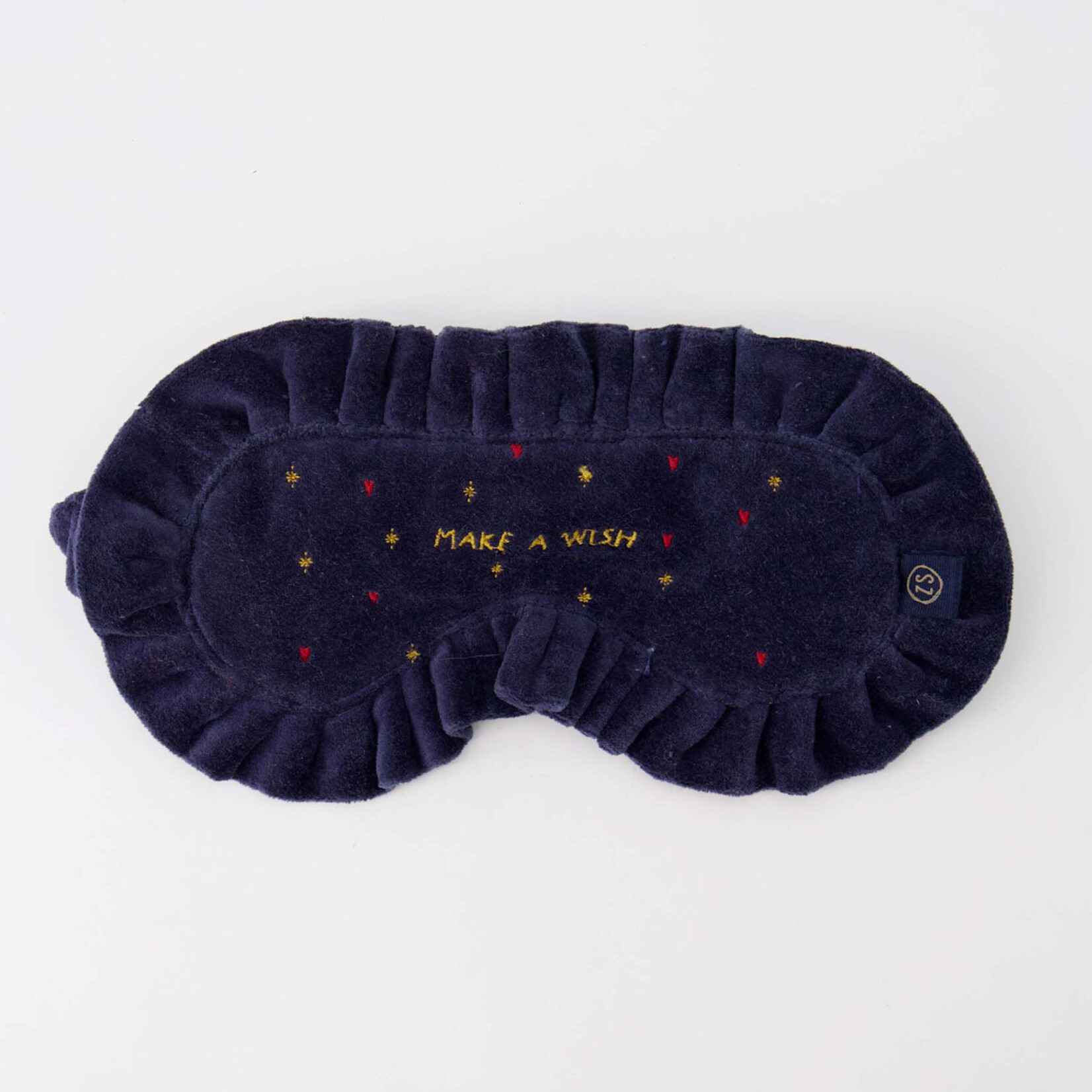 Zusss Slaapmasker Sterren - Velvet - Donkerblauw/Goud - 17 x 7cm