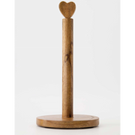 Zusss Keukenrolhouder HART / "Time tot sparkle"  - Mangohout - Naturel - Ø14 x 25,5cm