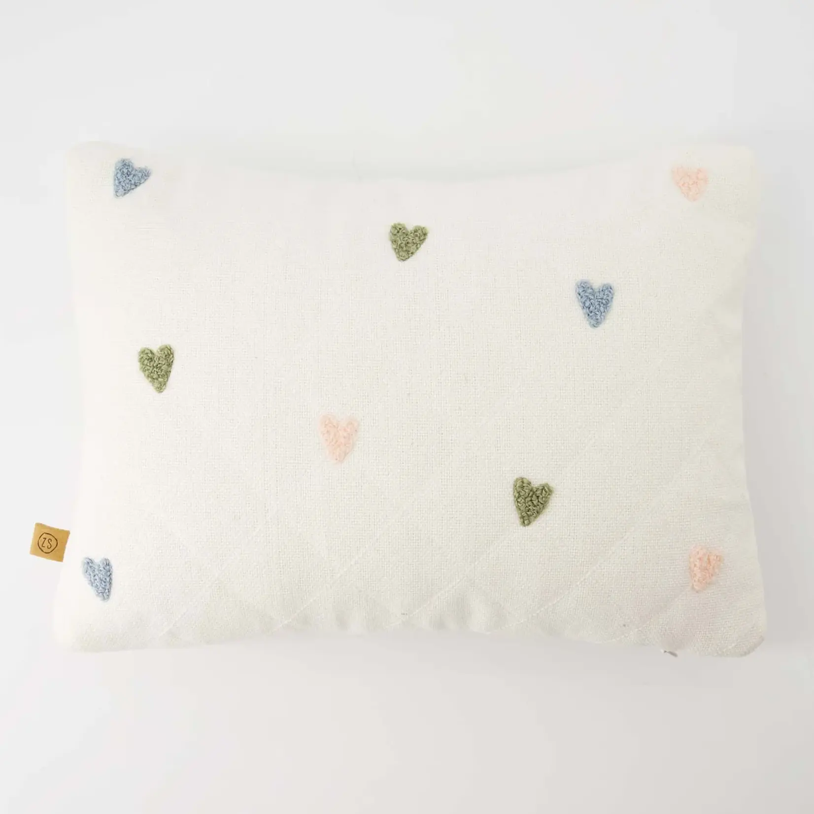 Zusss Kussen - "Lief kleintje" / Hartjes - Wit/Multicolor - 35x25cm