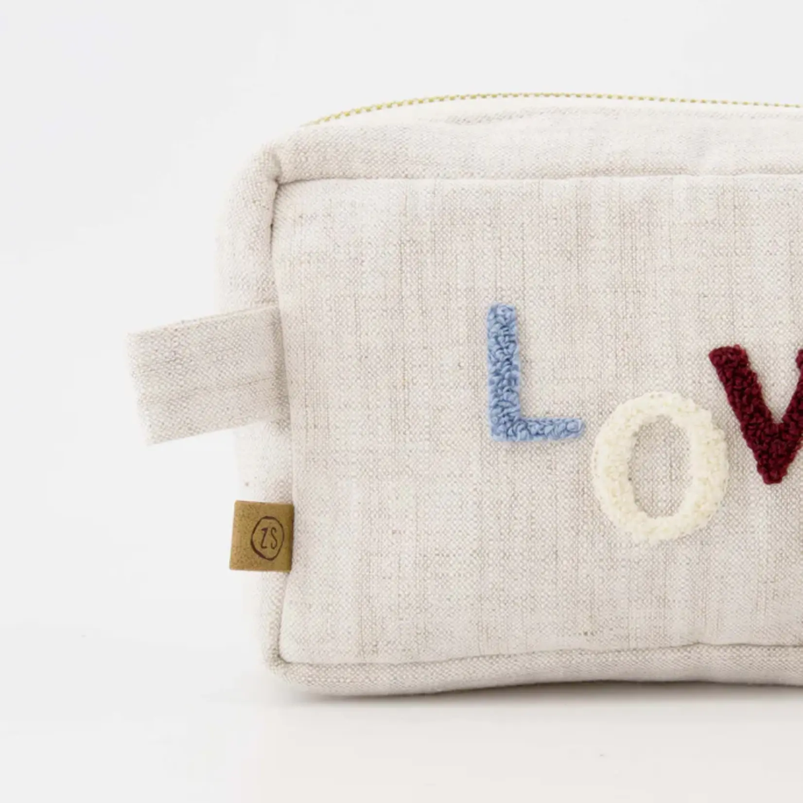 Zusss Toilettas "LOVE" - Katoen - Peper & Zout - 11 x 18 x 7cm