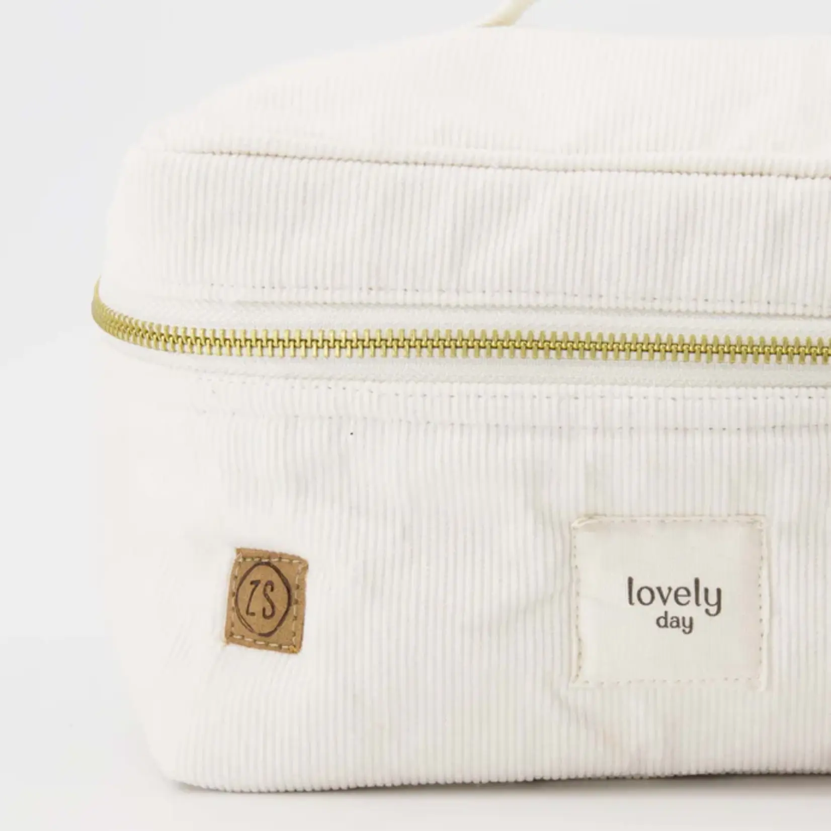 Zusss Beautycase "LOVELY DAY" - Corduroy - Zand - 16 x 24cm