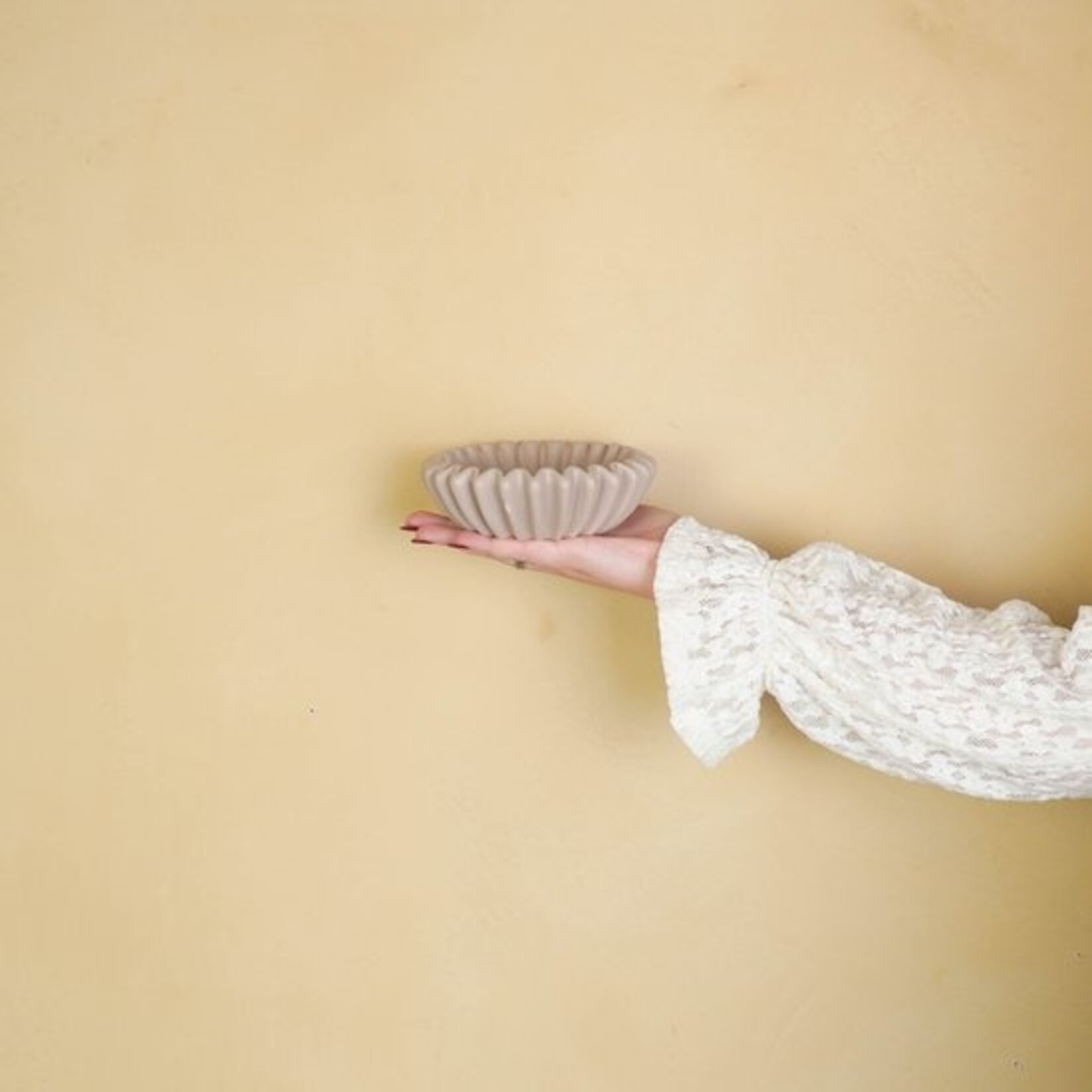 Schaaltje Plissé - Keramiek - Taupe - (S) Ø15 x 4,5cm