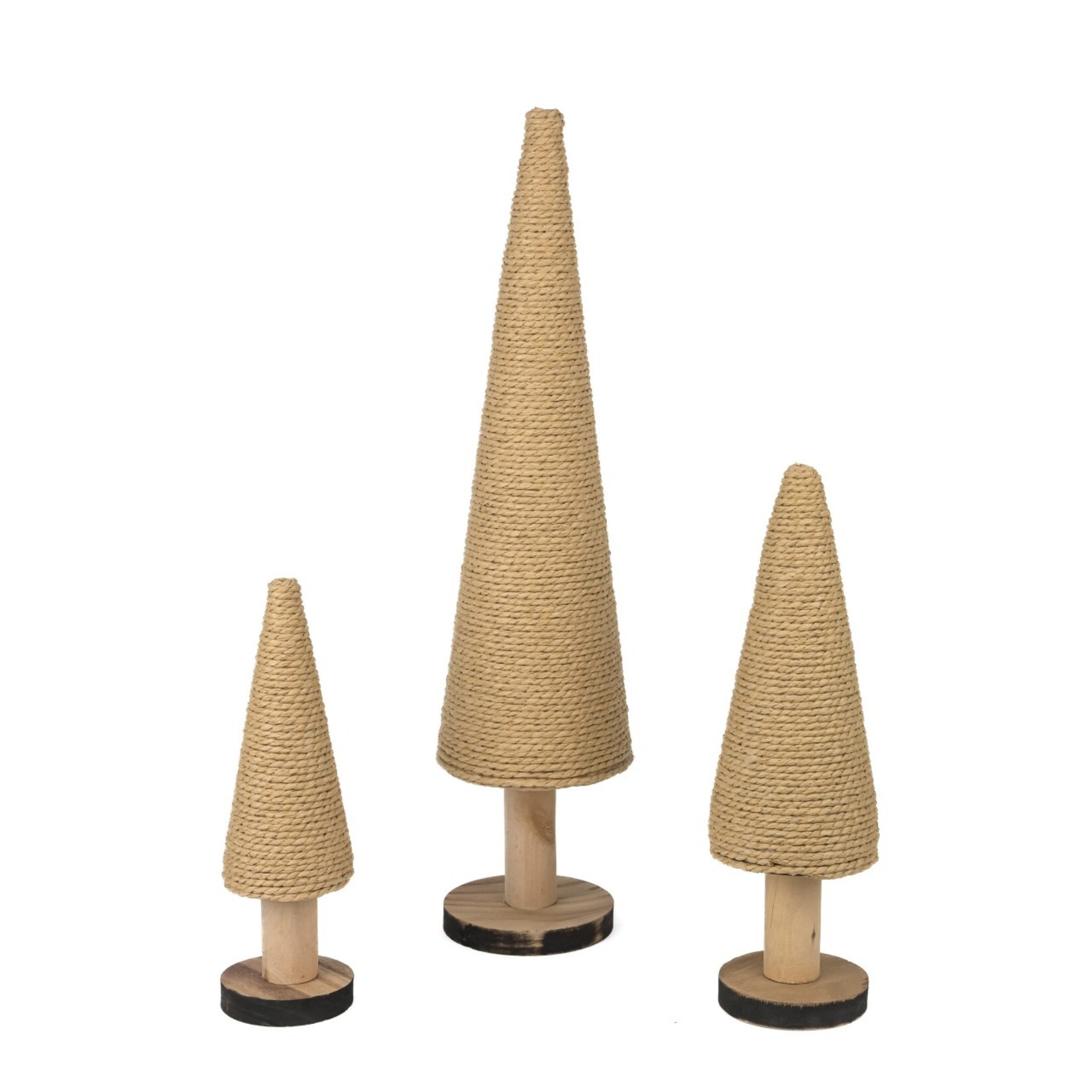 Kerstboom (touw) op voet - Hout/Touw - Naturel - (L) 13x57cm