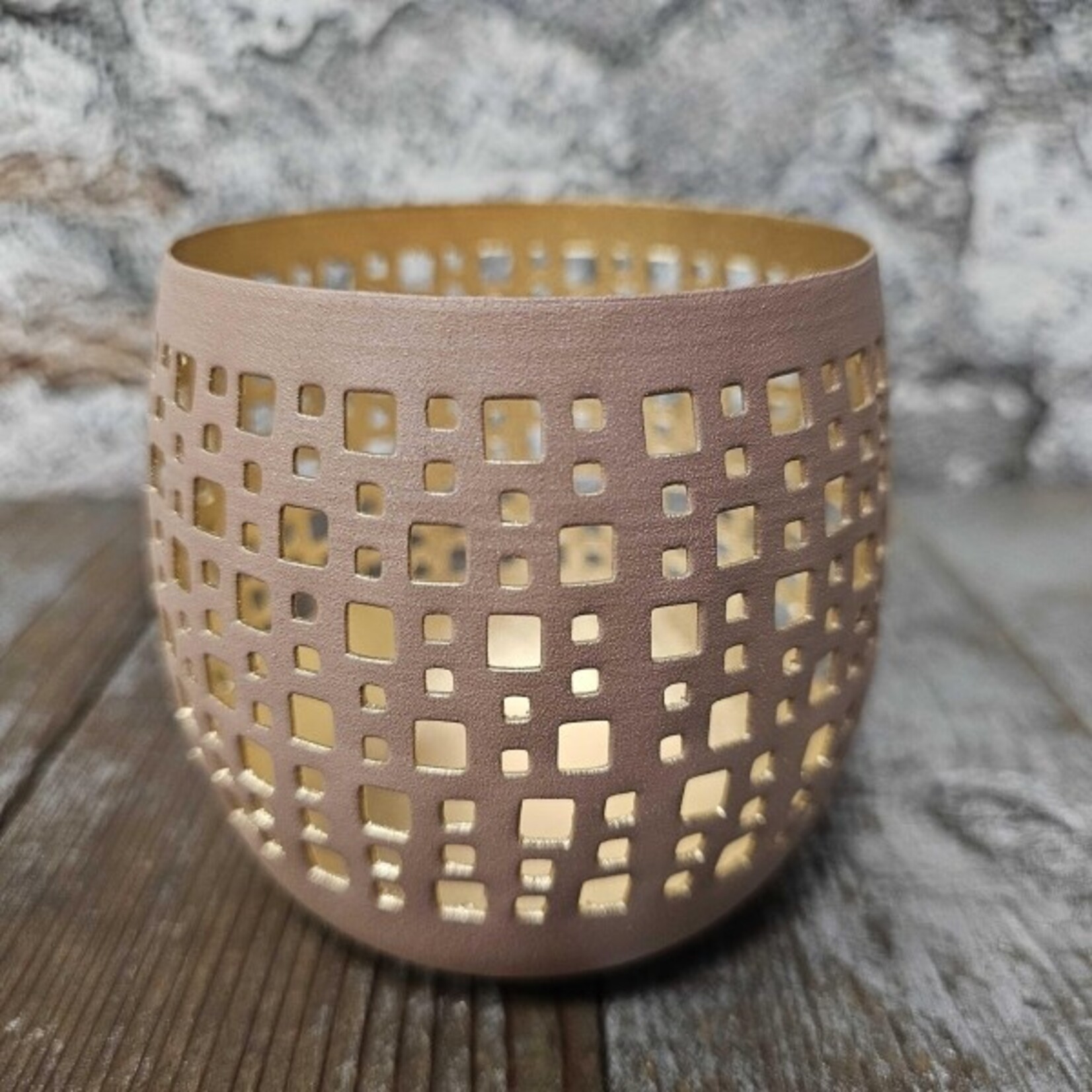 Theelichthouder bol ALMU - Metaal - Roze - (L) 8x9x10cm