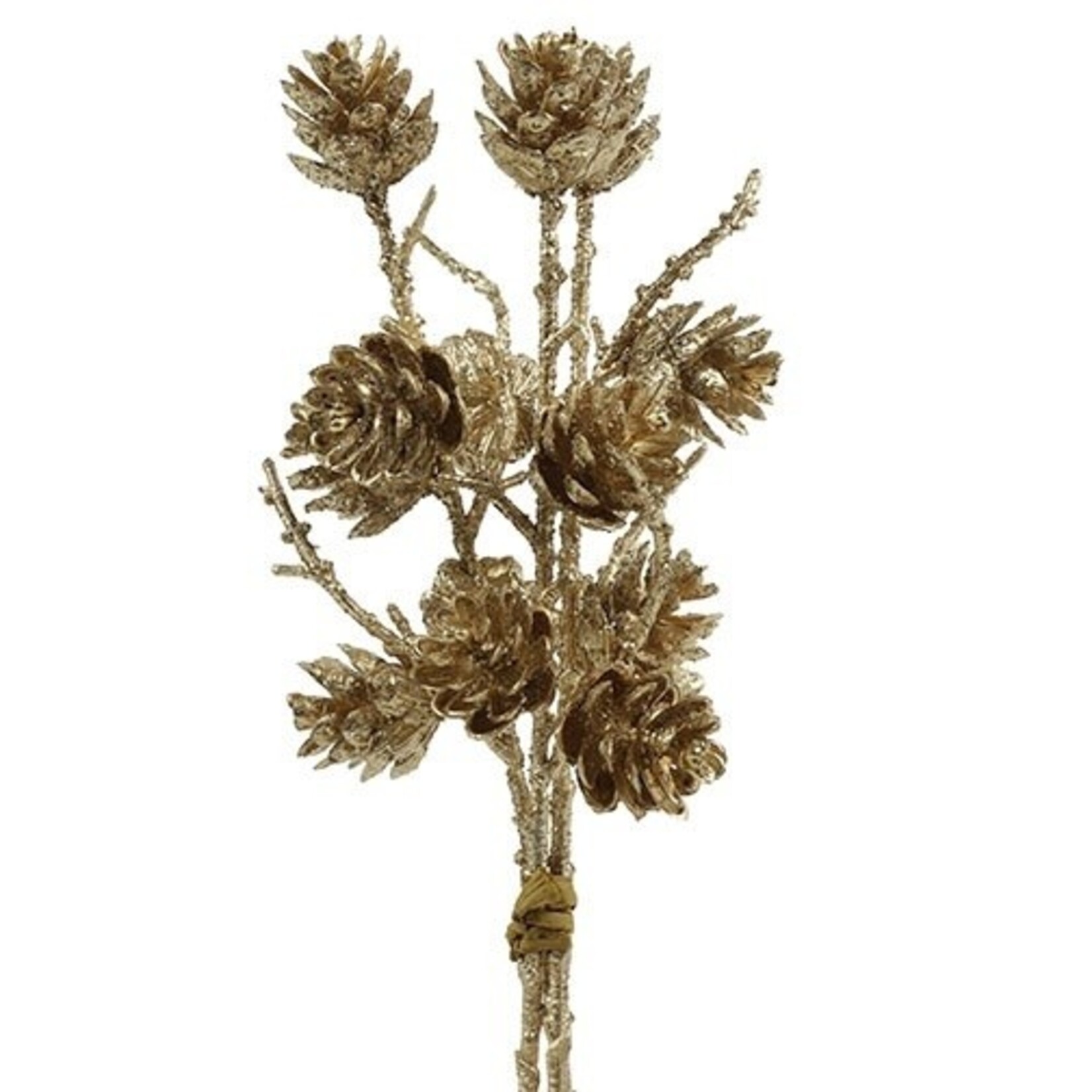 Kunstbloem - Bundel dennenappels - Polyethylene - Bruin - 10x19x29cm