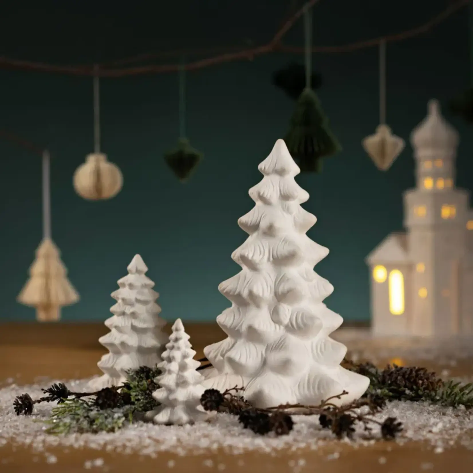 Kerstboompje - Porselein - Wit - (S) 5x7x5cm