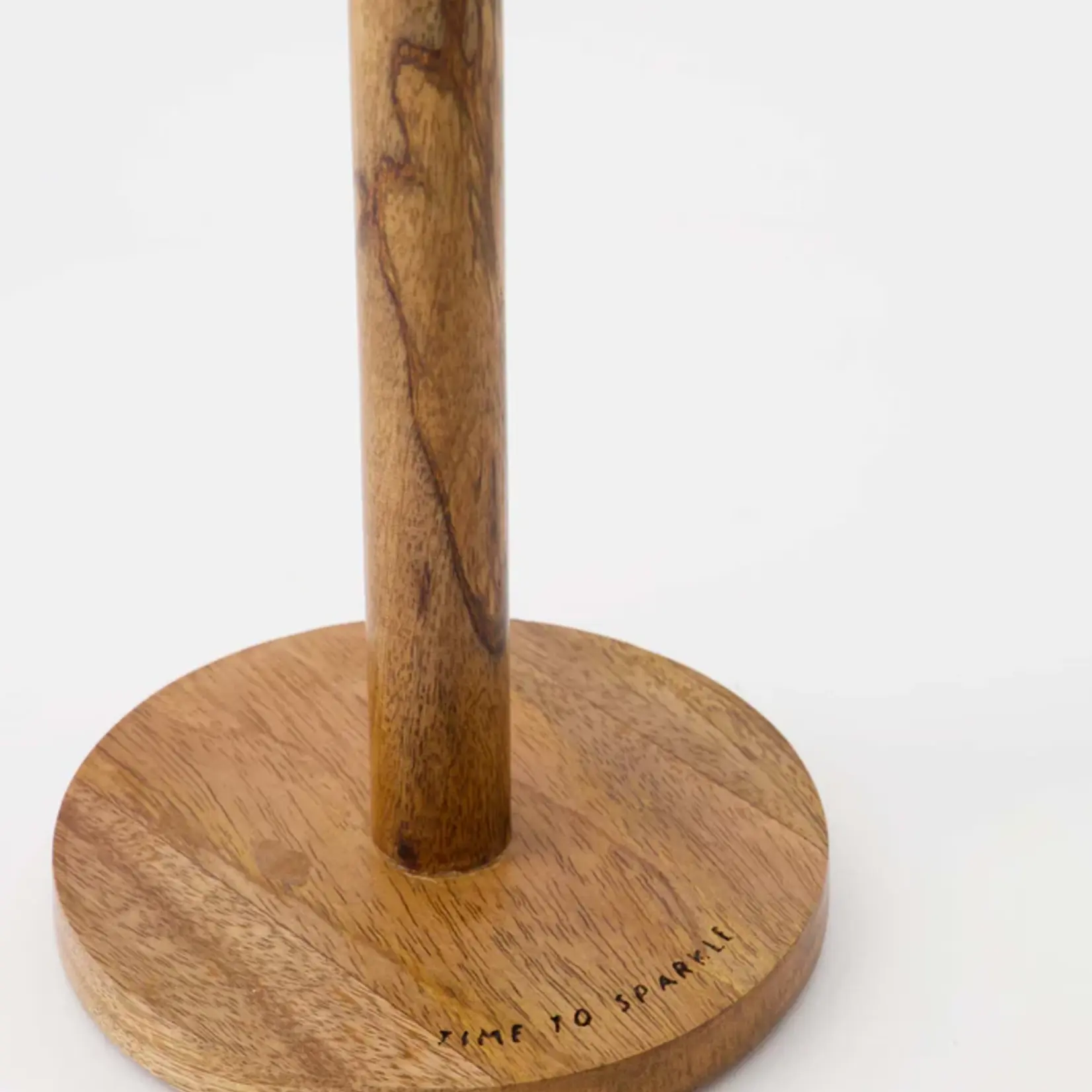 Zusss Keukenrolhouder HART / "Time tot sparkle"  - Mangohout - Naturel - Ø14 x 25,5cm