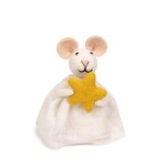 Muis met ster - Wolvilt - Wit - 18cm