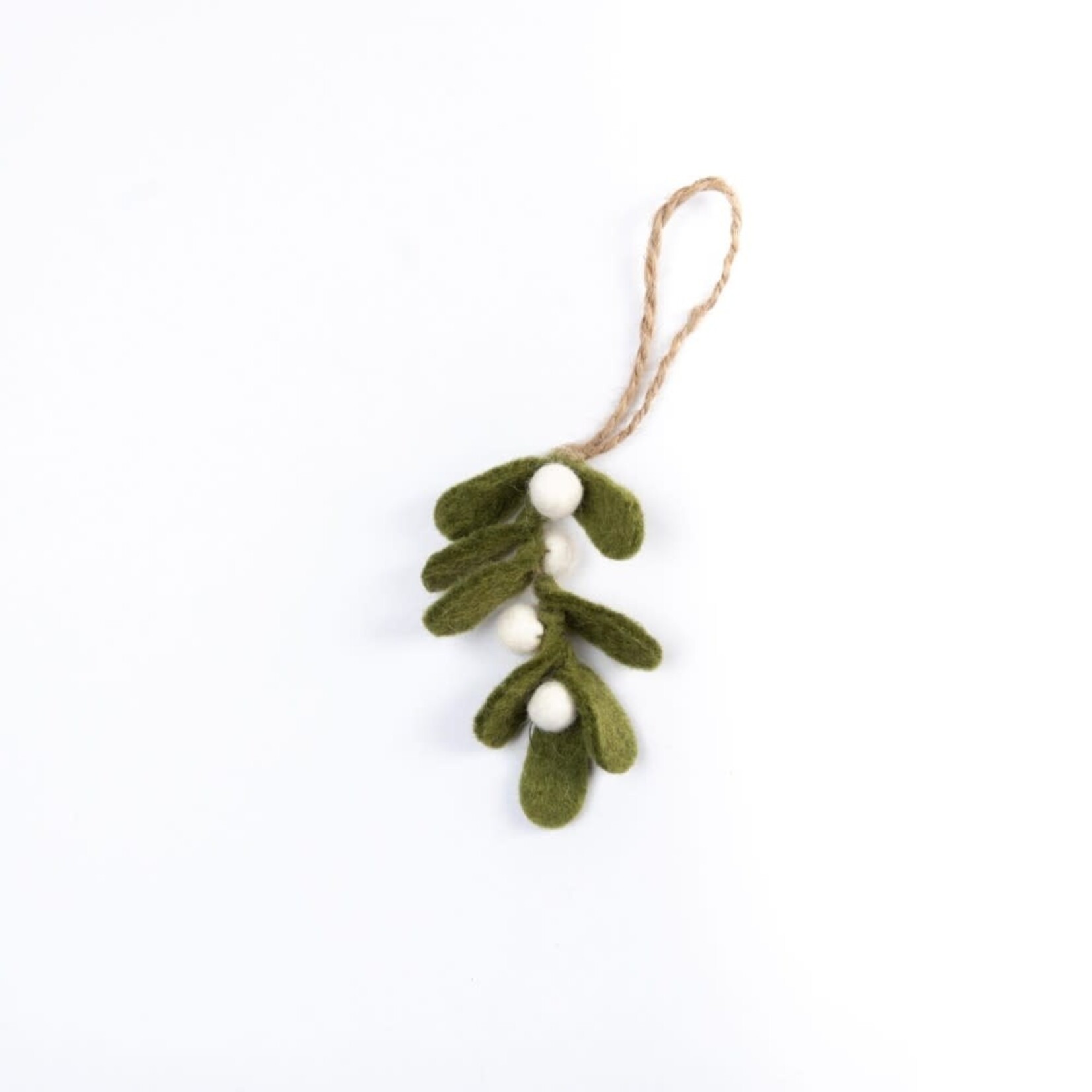 Hanger Mistletoe - Wolvilt - Groen/Wit - (S) 18cm