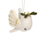 Hanger vredesduif - Wolvilt - Wit - 12cm