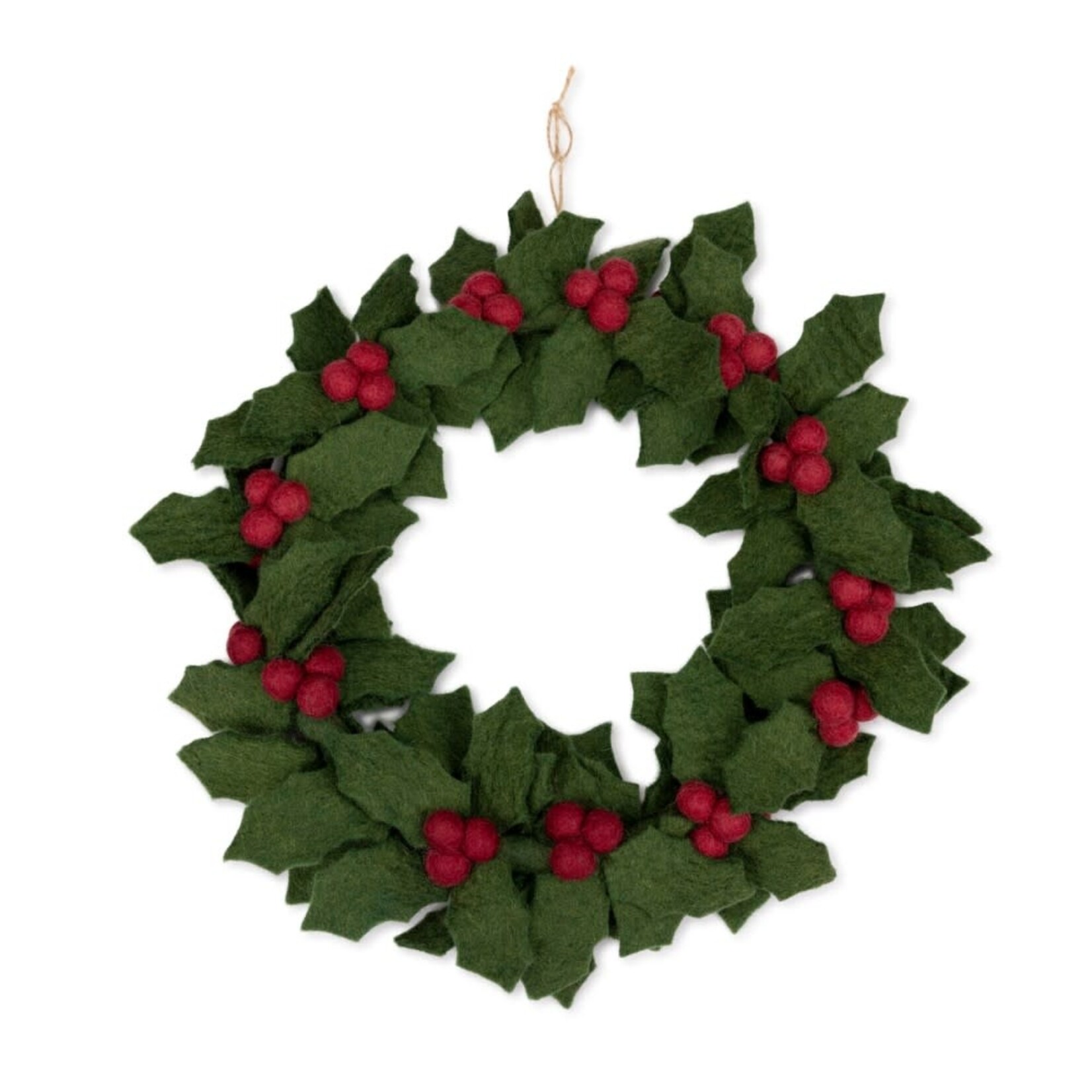 Krans - HOLLY BERRY - Vilt - Groen/Rood - (XL) Ø27 cm
