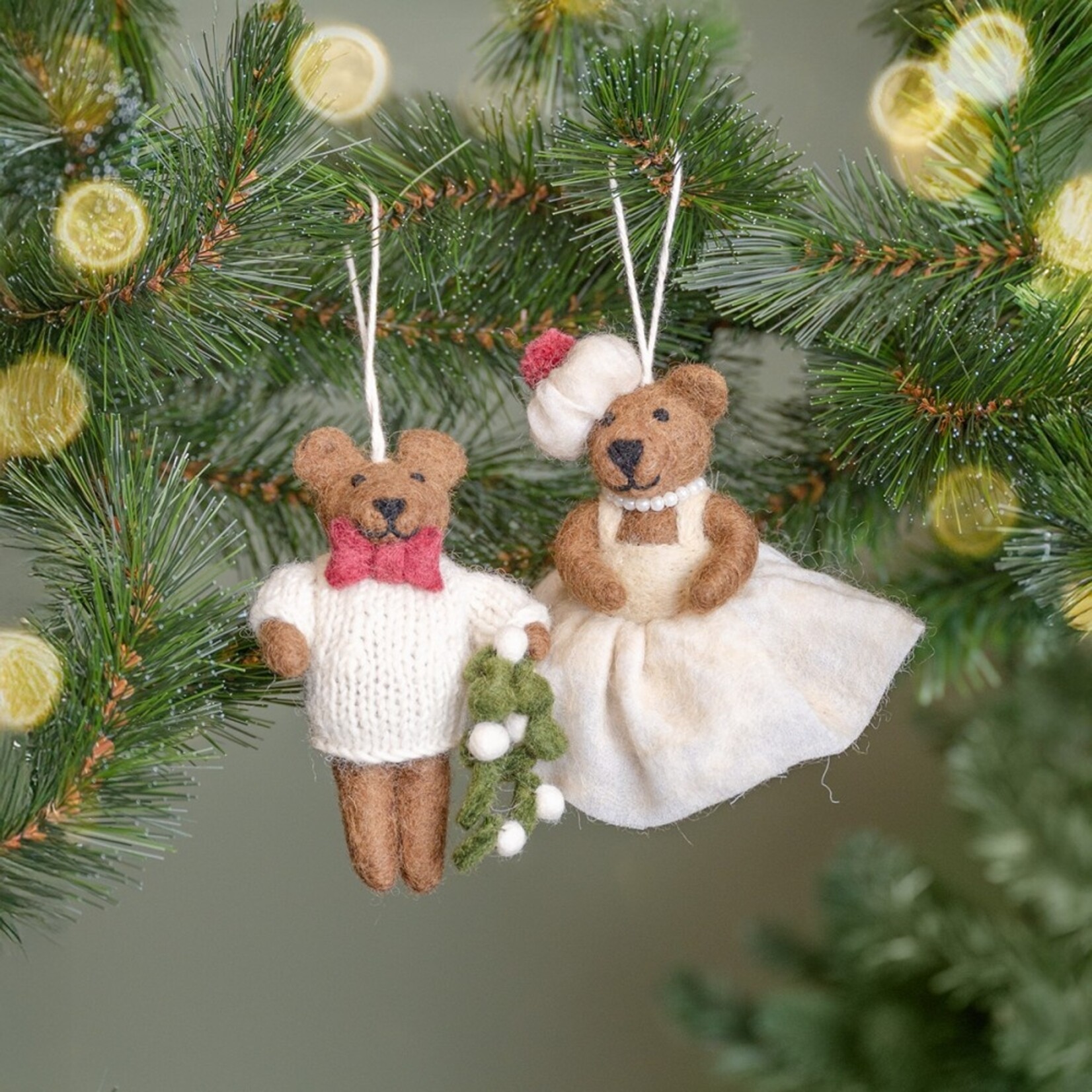 Hanger - Meneer Beer - Vilt - Crème - 8 x 5 x 12cm