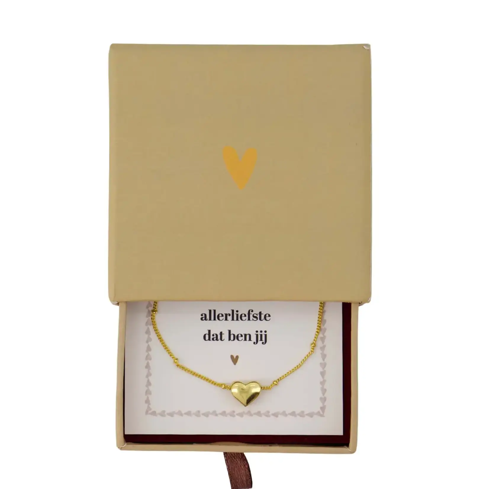 Zusss Ketting in schuifdoosje - Hartje - Metaal - Zand
