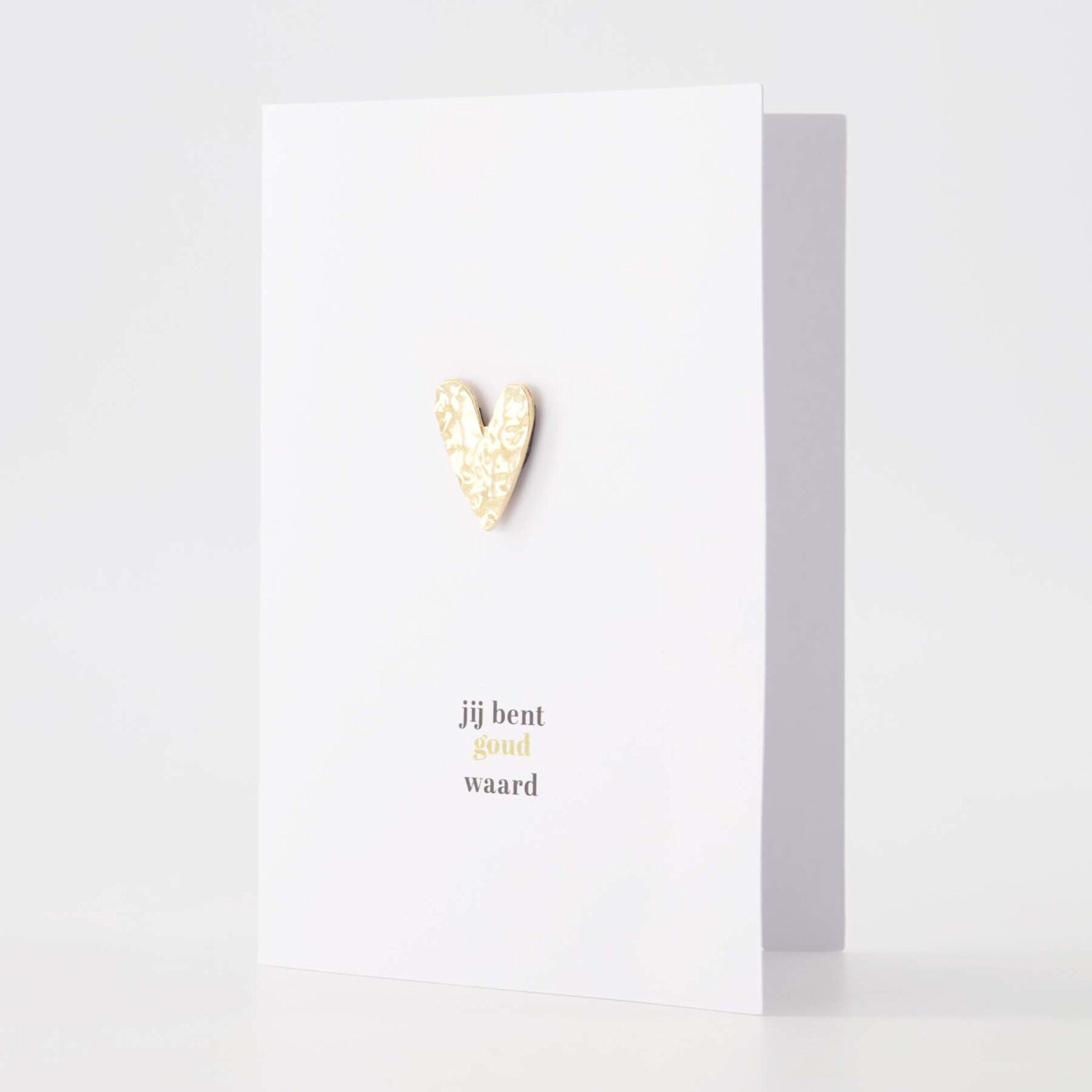 Zusss Wenskaart met Magneet - "Jij bent goud waard" - Hart - Wit/Goud