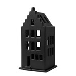 Theelichthuis - Trapgevel/dak - Zwart - 17cm hoog