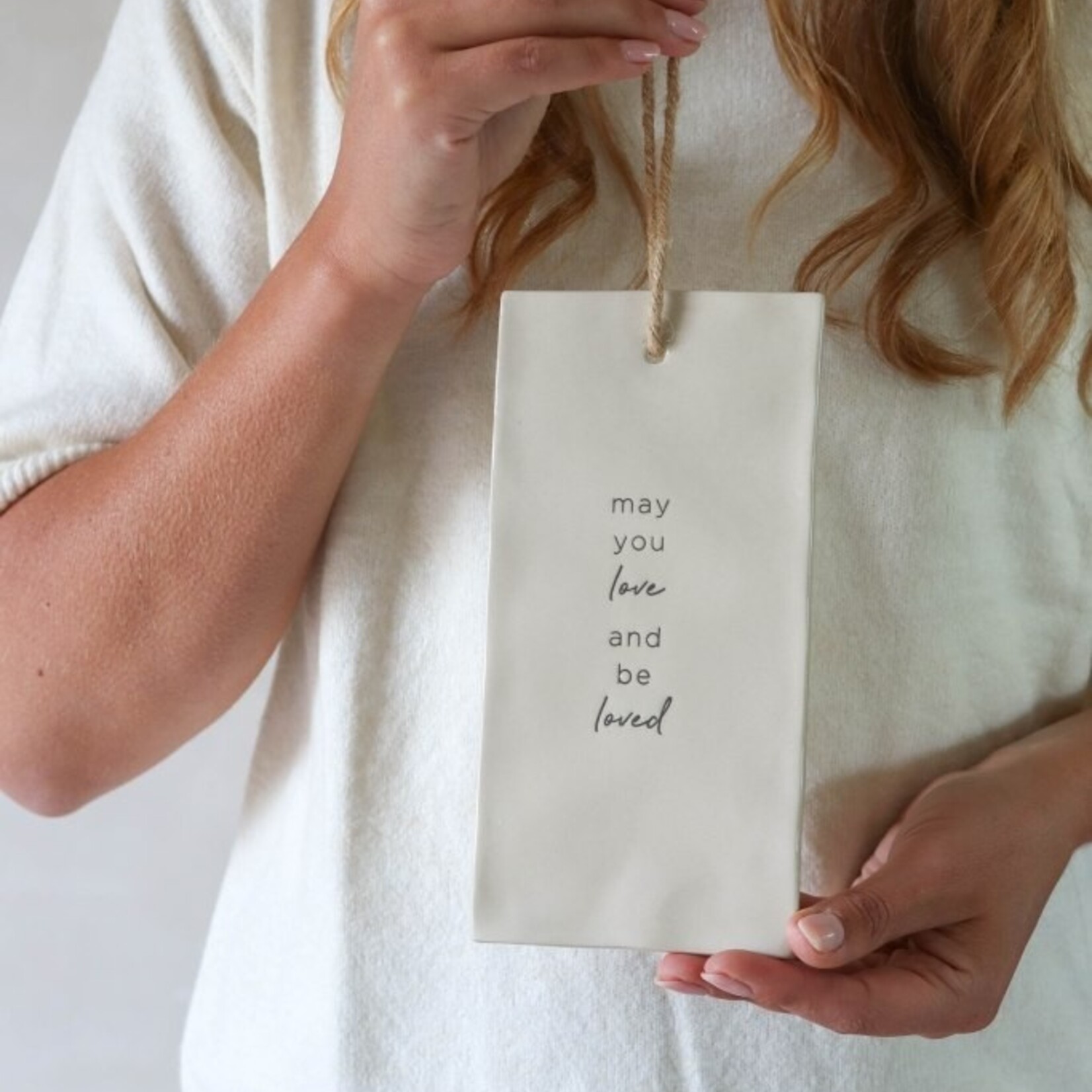 Tegeltje DEX - "May you love and be loved" - Keramiek - Naturel - 20 x 10 cm