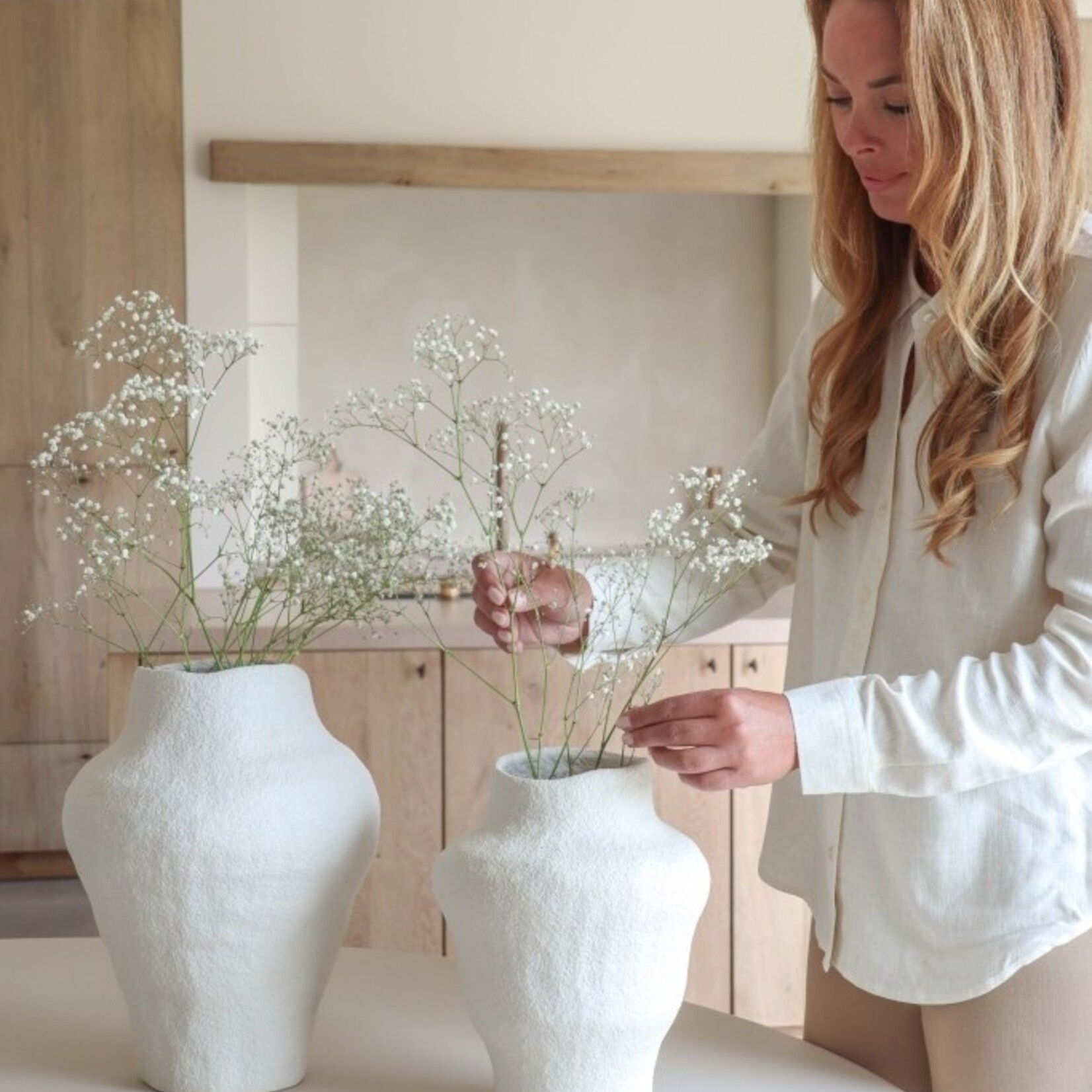 Vaas VIVIAN - Keramiek - Naturel - (S)