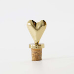Zusss Wijnfles stopper - Hartje - Metaal - Goud - Ø1,5 x 7,5cm