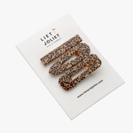 Haarspelden LUIPAARD - Kunststof - Bruin - 6,5 x 2,2cm (3 stuks)